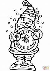 Clock Santa Coloring Pages Holding Drawing Alarm Clocks Getdrawings Intervals Minute Kid Printable Line sketch template