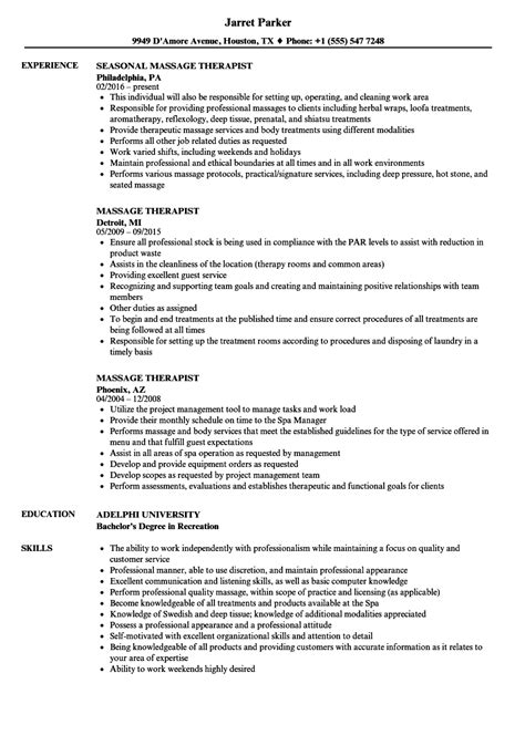 entry level massage therapist resume sample master  template document