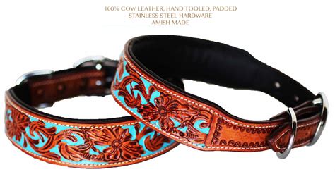 dog puppy collar hand tooled  painted  leather western  walmartcom