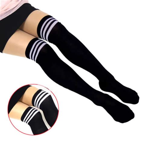 Buy Sexy Lady Girls Thigh High Striped Cotton Over