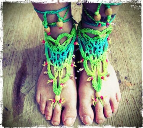 Bohemian Barefoot Sandals Hippie Barefoot Sandals Crochet Etsy Bare