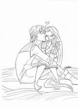 Rapunzel Kisses Flynn Eugene Tangled sketch template