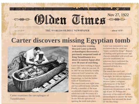 carter discovers tutankhamens tomb news report teaching resources