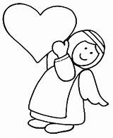 Angel Coloring Pages Kids Printable Cute Para Sheets Simple Colouring Drawing Corazon Guardian Sheet Children sketch template