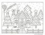 Coloring Gingerbread Pages House Christmas Winter Drawing Scene Sheets Scenery Colouring Adult Pdf Scenes Printable Kids Man Getdrawings Book Books sketch template