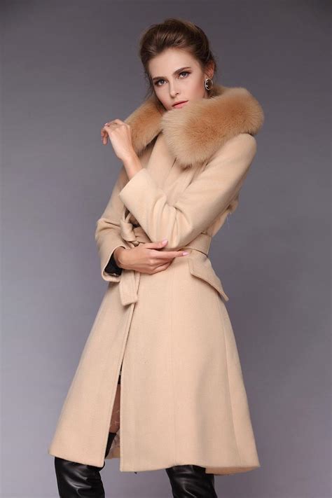 2019 Brand Handmade Cashmere Coat Winter Luxury Real Fox