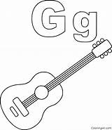 Letter Coloring Pages Guitar sketch template