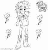 Dash Rainbow Coloring Pages Girls Equestria Kids Printable sketch template