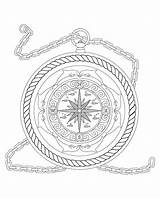 Nautical Coloring Pages Compass Print Color Adult Line Printable Drawing Getdrawings Fantasy Rope Getcolorings sketch template
