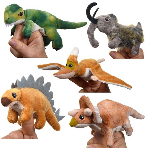dinosaur finger puppet set  drawstring bag flat friends