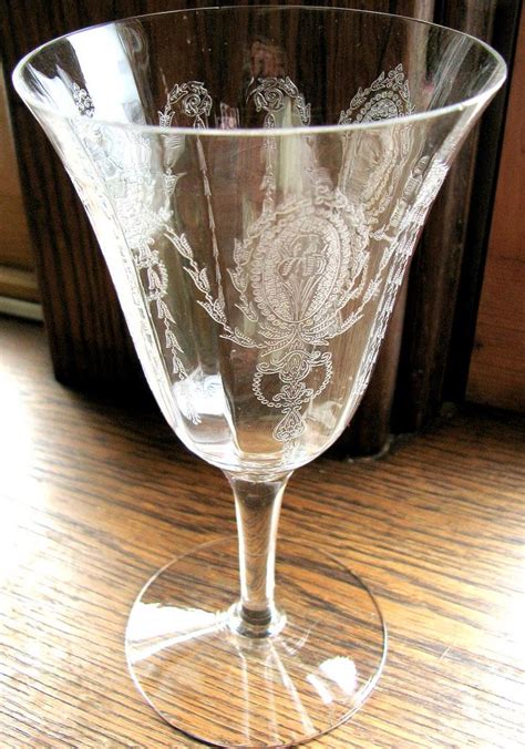 Tiffin Elegant Glass Goblet Charmian Etched Crystal From