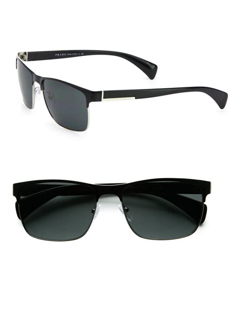 Lyst Prada Twotone Square Sunglasses In Black For Men