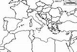 Mediterranean Maps Sea Blank Outline States Hydrography Names sketch template