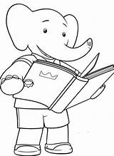 Babar Coloring Kids Pages Elephant Children Simple Popular sketch template
