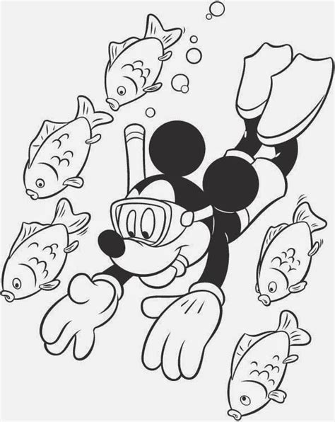 mickey mouse snorkeling mickey mouse  coloring disney coloring