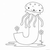 Printable Letter Alphabet Jellyfish Worksheets Coloring Animal Kids Pages sketch template