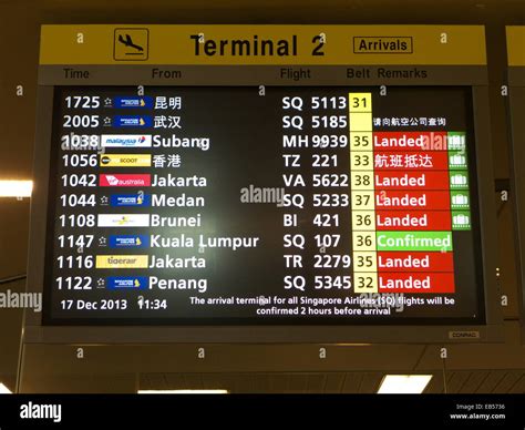 singapore changi airport timetable  flight information stock photo royalty  image