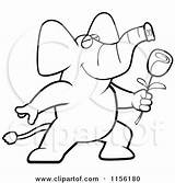 Elephant Romantic Cartoon Clipart Presenting Rose Single Vector Cory Thoman Outlined Coloring Animals Royalty 2021 sketch template