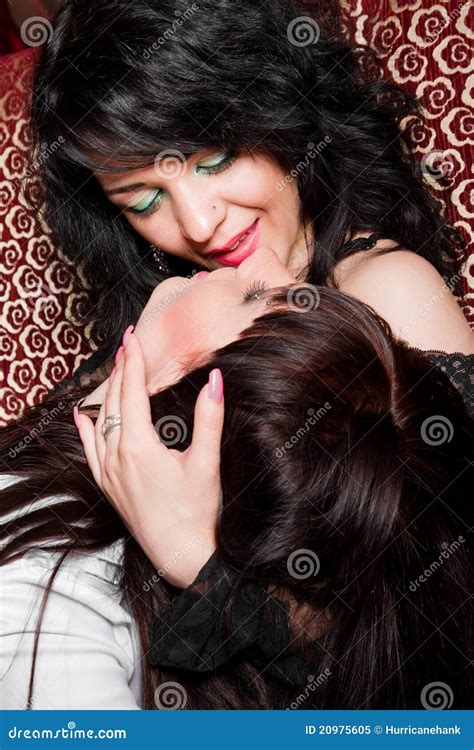 Two Girls Playing Lesbians In Nightclub Stock Image Image Of Girl