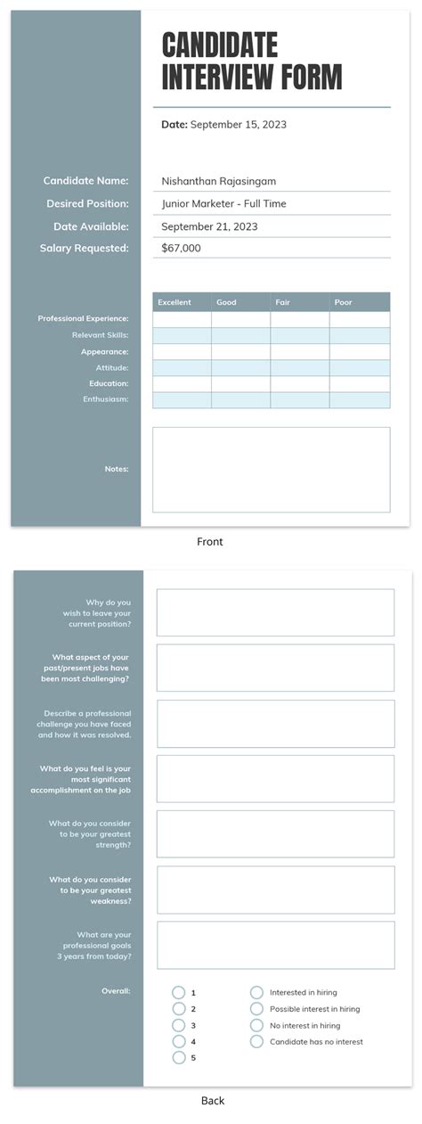 interview form template images