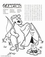 Camping Word Search Coloring Pages Printable Scouts Beaver Kids Bear Tent Campfire Scout Cub Print Camp Template Freekidscrafts Girl Pattern sketch template
