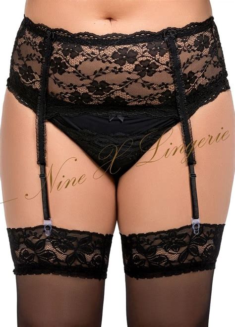 nine x plus size lace garter belt with corset style suspender s 8xl