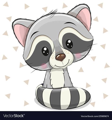 cartoon raccoon   white background royalty  vector cute animal