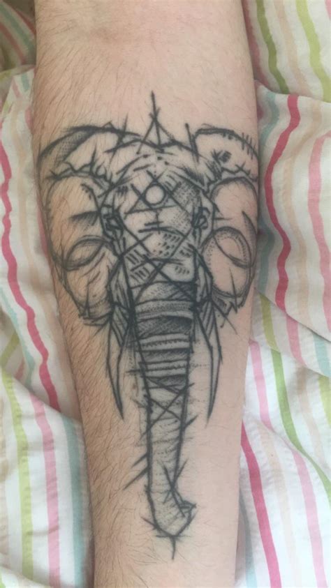 [healed] My First Tattoo On My Right Arm A Sketch Elephant Done By