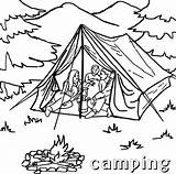 Camping Coloring Pages Tent Family Printable Print Kids Color Sheet Campfire Clip Template Easy Templates Getcolorings sketch template