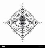 Okkultes Schwarzes Illuminati Isoliertes Auge Vorsehung sketch template