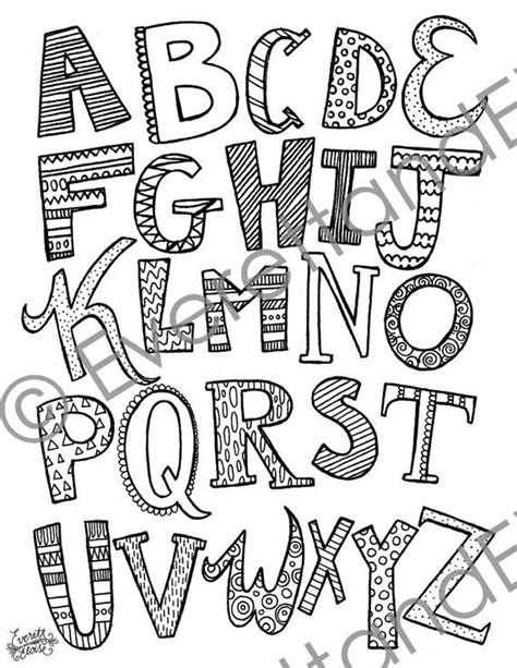 digital  uppercase letters coloring page lettering alphabet