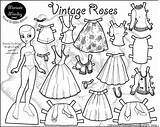 Coloring Doll Paper Printable Pages Dolls Vintage Print Marisole Sheets Colour Kids Girls Roses Template Patterns Monday Paperthinpersonas Clothes Style sketch template