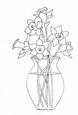 Daffodil Coloring Daffodils Pages Paint Drawing Flower Bouquet Vase Flowers Pattern Spring Line Printable Color Pansy Rose Drawings Painting Watercolor sketch template
