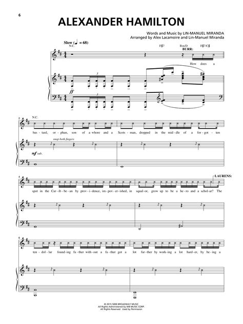 alexander hamilton sheet   lin manuel miranda piano vocal