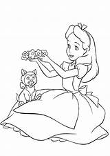 Alice Coloring Wonderland Pages Da Colorare Disney Disegni Stampare Cartoni Animati Walt Cartoon Dinah Disneyclips A4 Format Printable sketch template