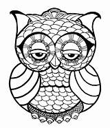 Coloring Easy Pages Adults Zen Owl Kids sketch template