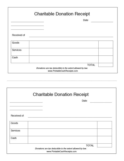 printable donation receipt