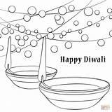 Diwali Coloring Happy Pages Printable Drawing Kids Lamp Template Festival Divali Sketch Kleurplaten Drawings Printables Cards Supercoloring Print India Super sketch template