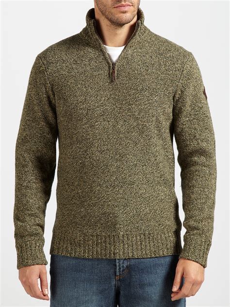 lyst timberland lambswool donegal  zip sweater  brown  men