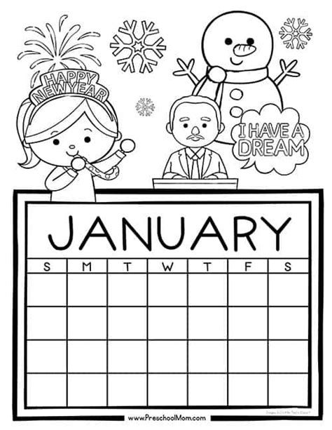 preschool monthly calendar printables