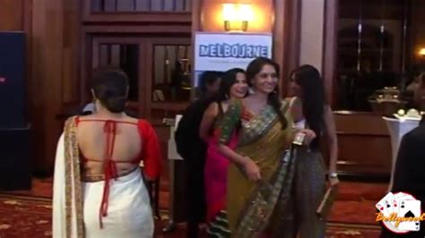 vidya balan full backless red blouse showing milky bare back show at recent bollywood event hd