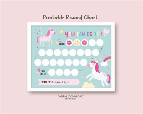 printable unicorn reward chart sticker chart instant etsy