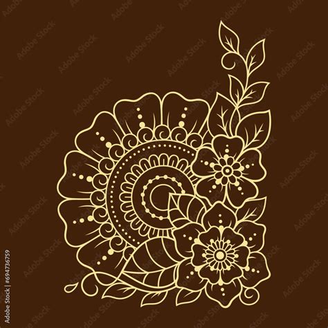 mehndi flower pattern  henna drawing  tattoo decoration  ethnic oriental indian style