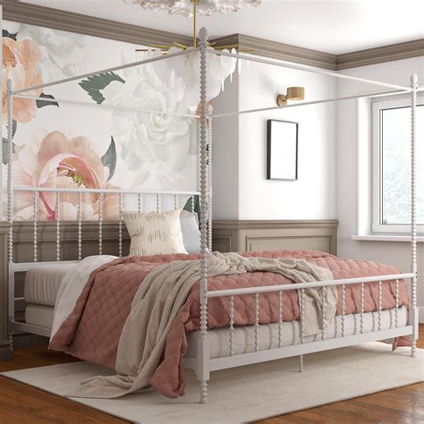 dhp anika metal canopy bed king size frame bedroom furniture white walmartcom walmartcom