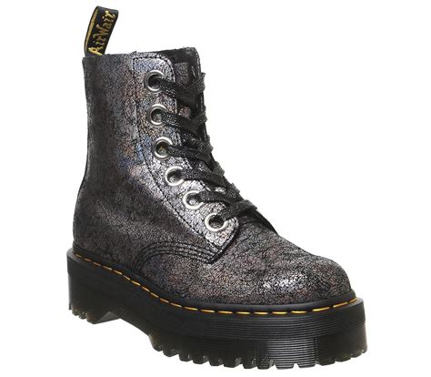 dr martens molly boots gunmetal grey cracked iridescent ankle boots
