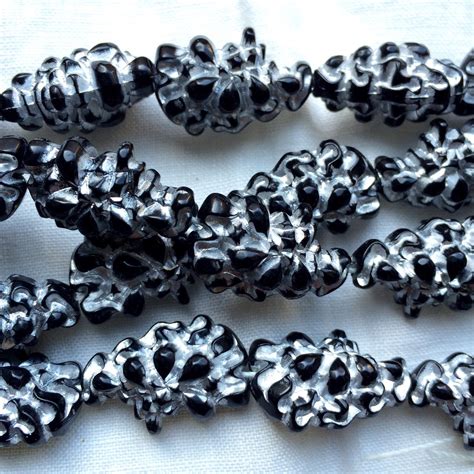 rare beads vintage german plastic beads silver black rock