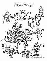 Coloring Feast Party Mouse Holiday sketch template