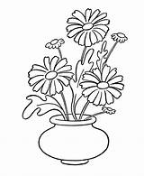 Coloring Flower Simple Vase Pages Popular Daisies Color Daisy Flowers Drawing sketch template