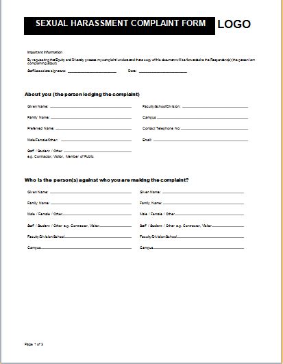 official complaint form templates for word formal word templates
