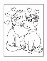Coloring Dogs Valentine Pages Valentines Seasons sketch template